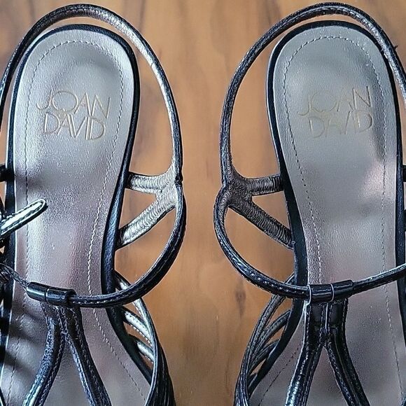 Joan David Patent Leather Strappy Peep Toe T Srap Stiletto Heel Sandal Retro 6.5 - Picture 6 of 13